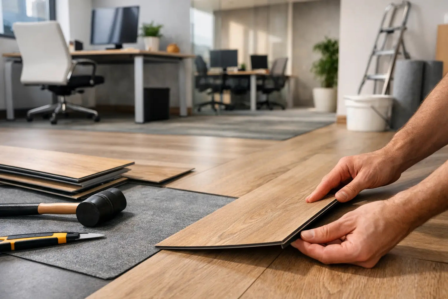 Klik PVC voor kantoorrenovatie kiezen