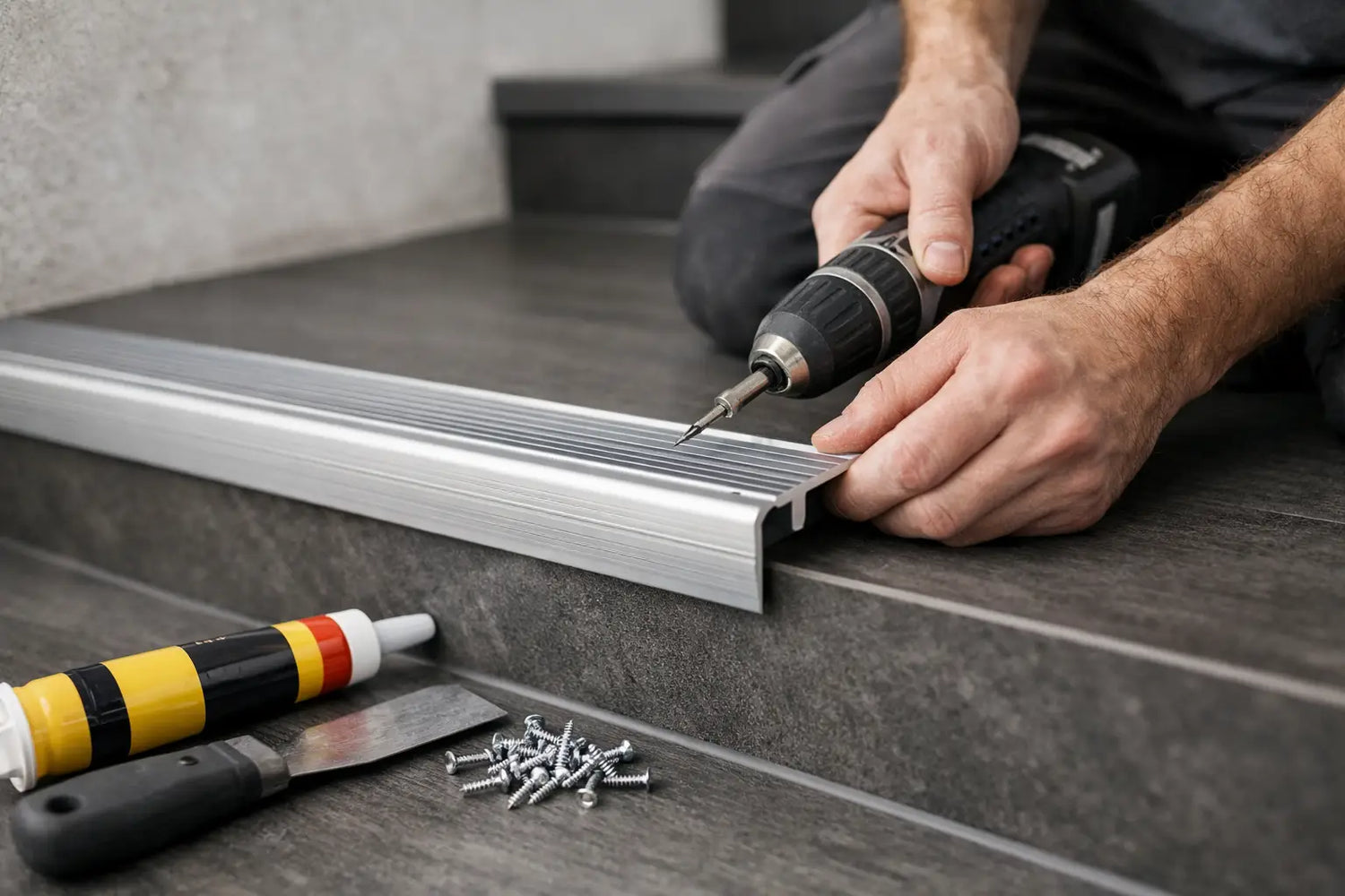 Trapneuzen monteren bij pvc treden