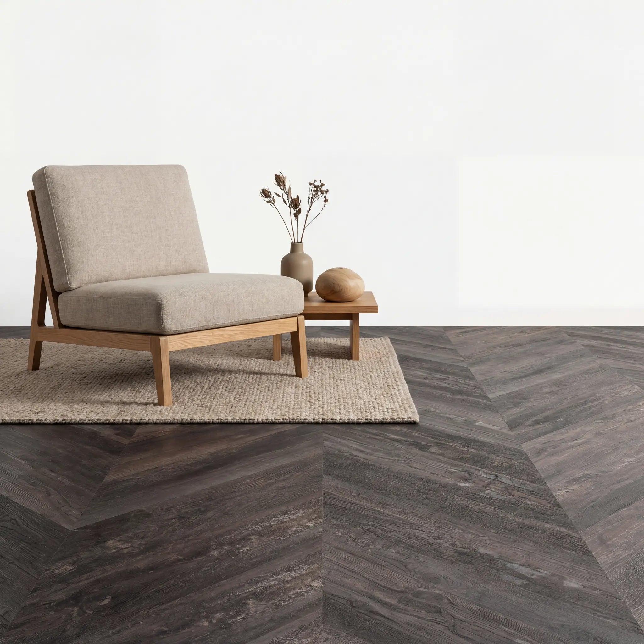 Lux Tenebrae Chevron Charred Black Oak Plak PVC yarenza