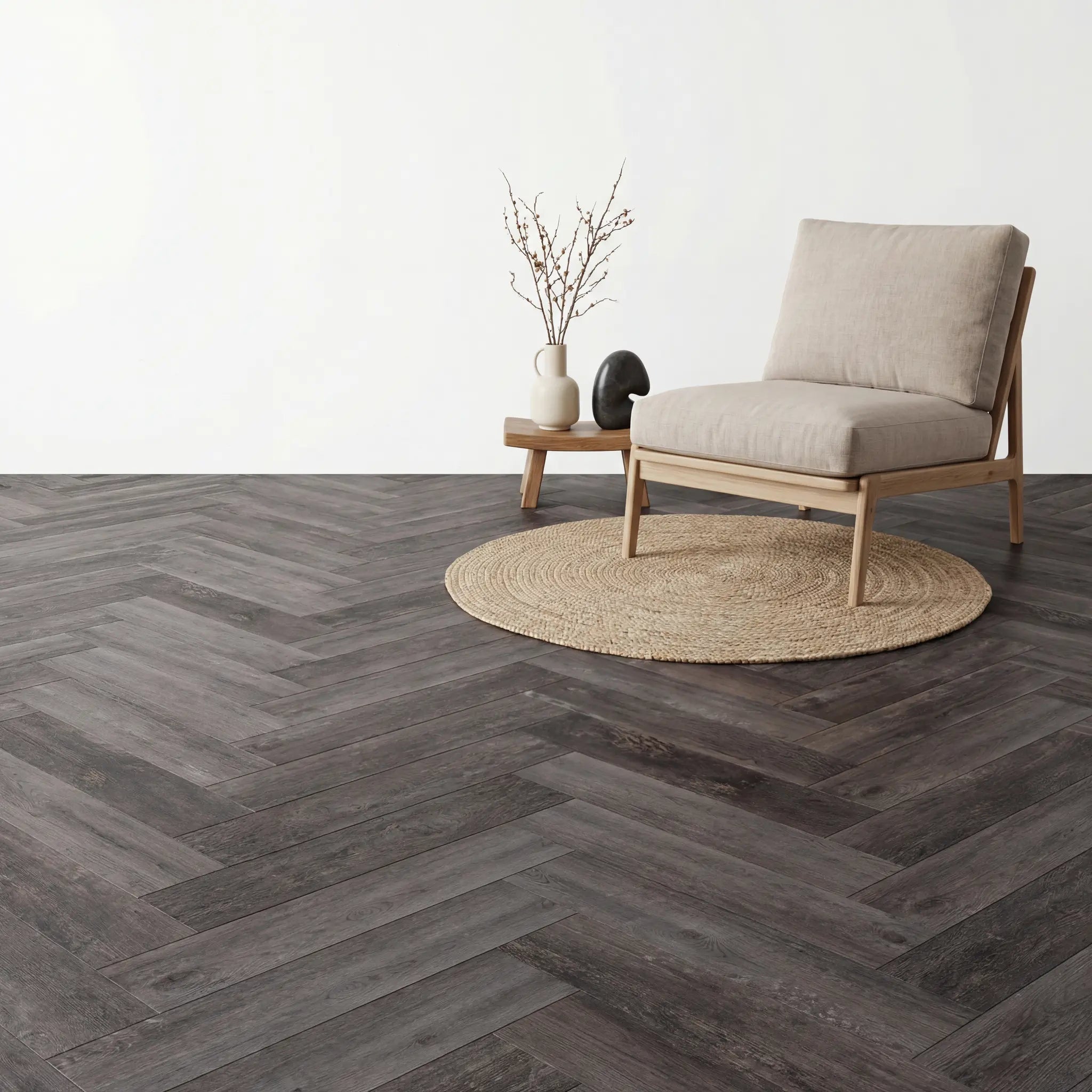 Lux Tenebrae Visgraat Charred Black Oak Plak PVC yarenza