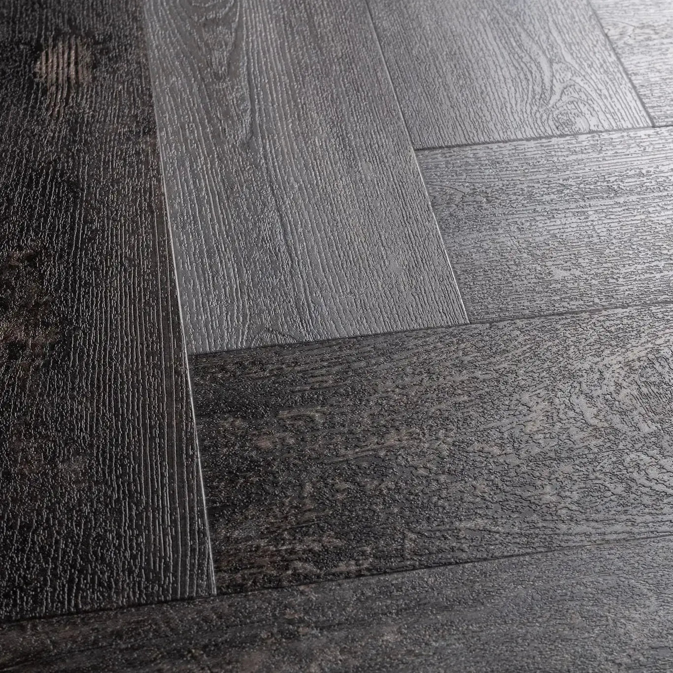 Lux Tenebrae Visgraat Charred Black Oak Plak PVC yarenza