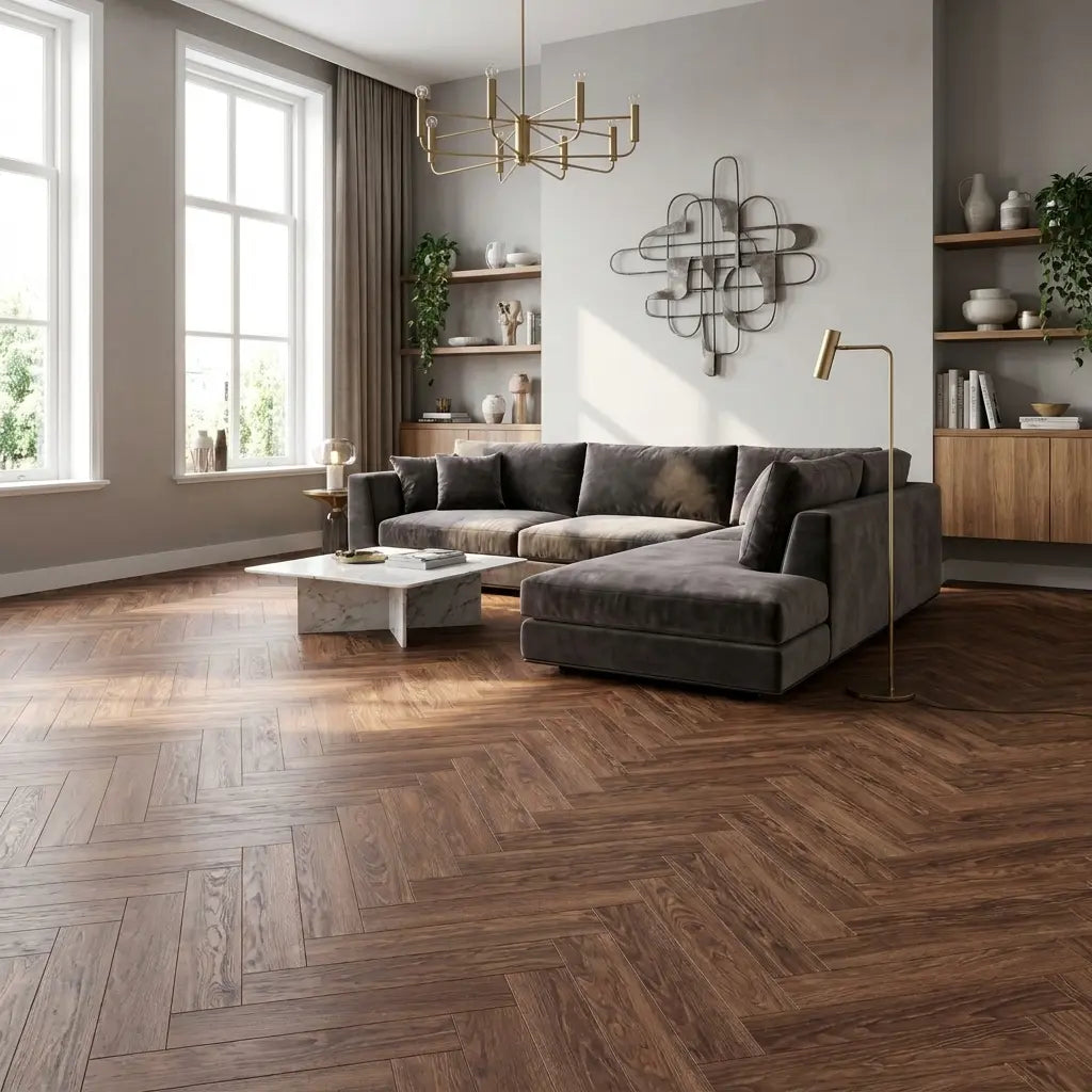 Natura Visgraat Dark Oak Klik PVC Yarenza