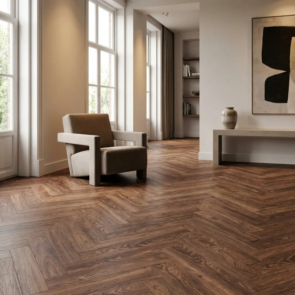 Natura Visgraat Dark Oak Klik PVC Yarenza
